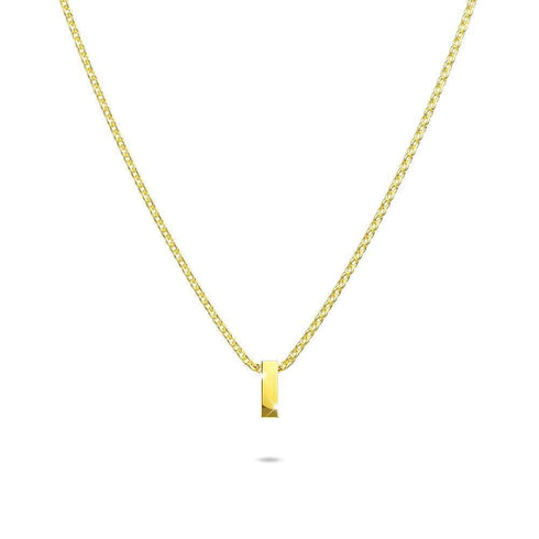 Initials Brick Alphabet Letter Necklace Gold Layered Steel Jewellery